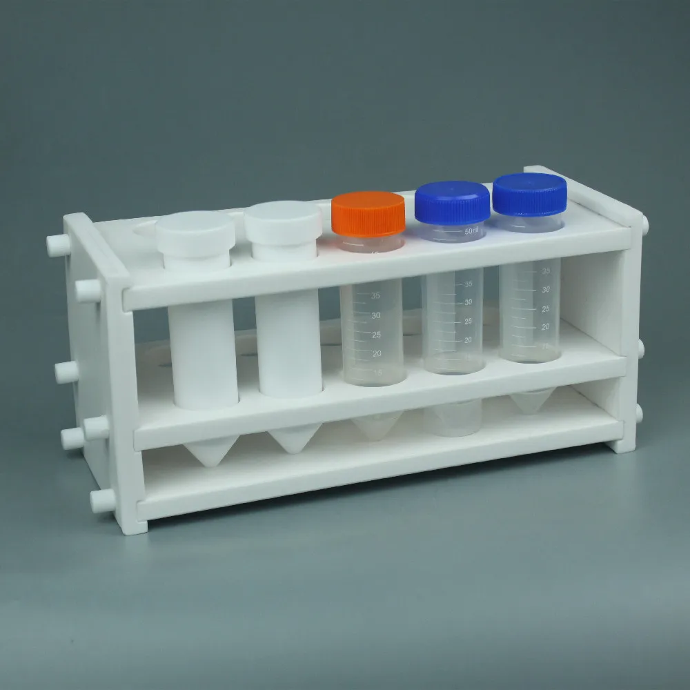 LAB PTFE Lab Test Tube Holder Pure White Test Tube Rack Shelf For Centrifugal Tube