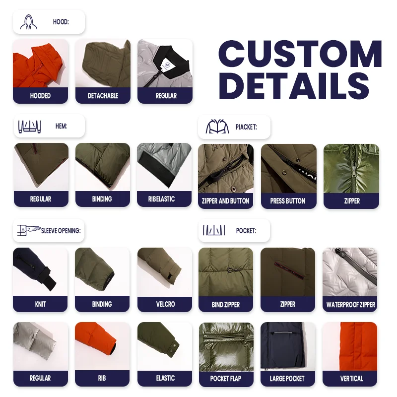 Best Quality 100% Polyester Custom Puffer Jacket Faux Fur Down Winter Coat For Men