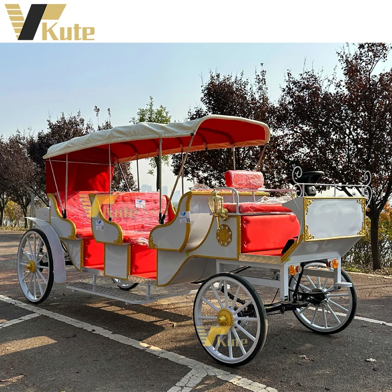 Four wheel horse wagon for park ride Royal Princess horseless carriage for royalty Cinderella electric buggy for couples