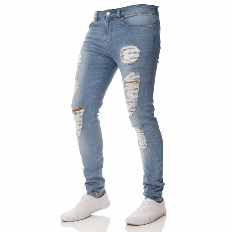 Fashion Slim Waxed Denim Jeans, pants High Quality Mens Coated Jeans Pants Custom Multi Pockets Cargo trousers/