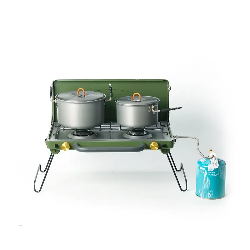 Camping Portable Cassette Stove Portable Butane Outdoor Hiking Cooking Two Burner Camping Gas Stove BBQ Grill