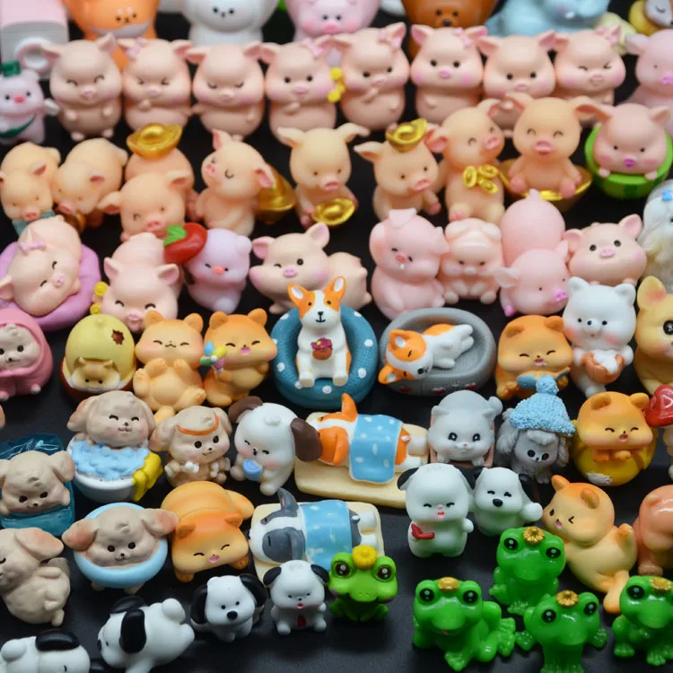 cute cartoon kid children baby toy miniature animal figures dogs cats pig frog rabbit bear panda garden fairy figurine wholesale