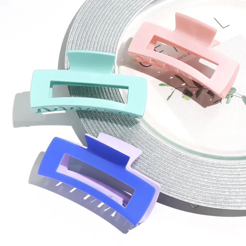 custom 10.5cm frosted square hair claw rectangle matte acetic hair claw clips solid color large crab hair clips for women claw