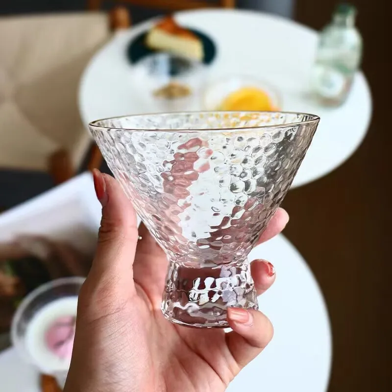 Hammer Head Pattern Cone Ice Cream Cups Creative Glass Summer Cool Drink Glasses Small Cup 220ml