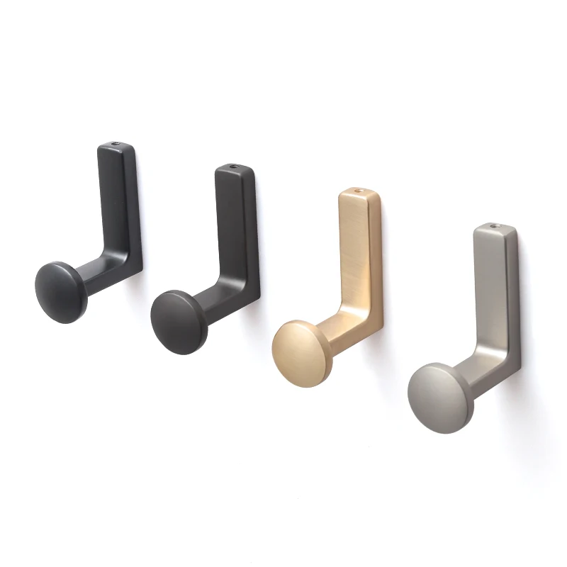Oukali Wholesale Wall Hook Bathroom Zinc Alloy Brushed Brass Matte Black Hooks Key Hat Bag Hooks