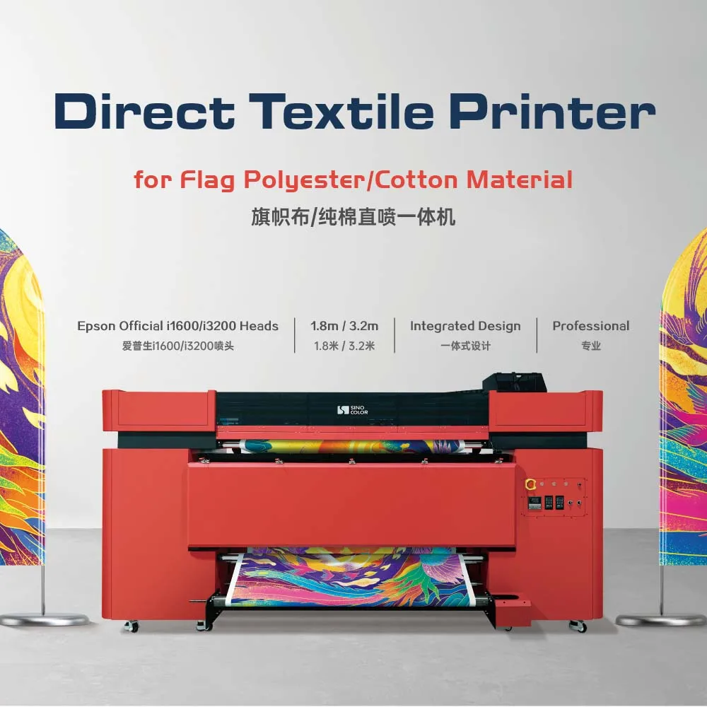 China 16 Years Factory Direct Sale Lifetime Support 150sqm/h 1.8m 3.2m Wide Format Inkjet Full Sublimation Direct Flag Printer