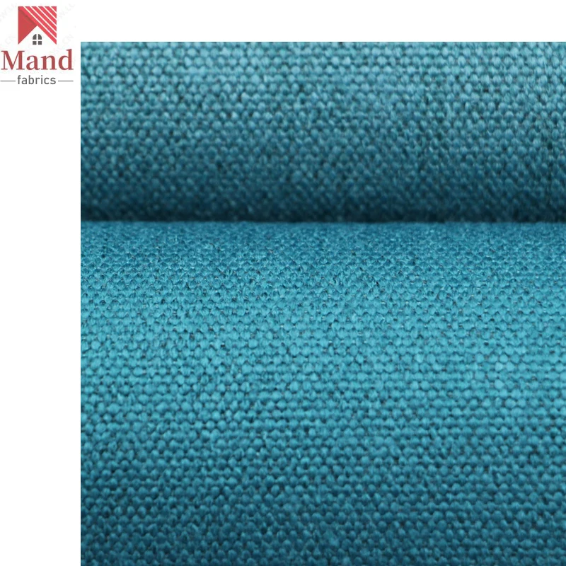Mand textile wholesale customized modern polyester water repellent slub jute look upholstery fabric for outdoor furniture