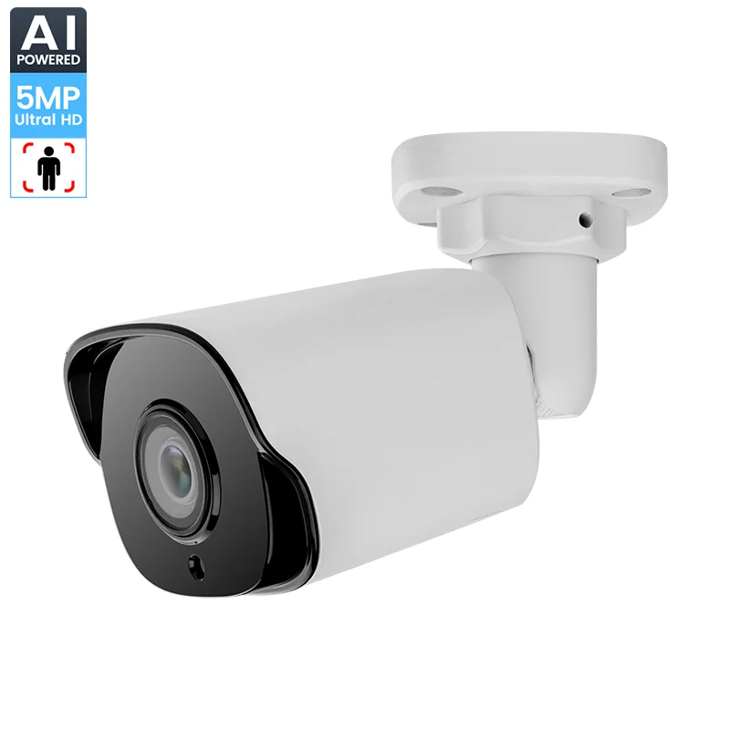 Outdoor waterproof built-in SD card slot video security PoE camera smart human &motion detection 5mp surveillance ip camera