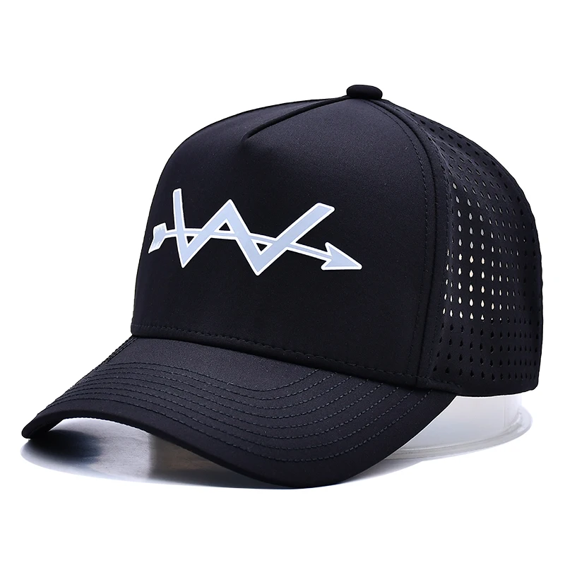 Custom Men Printing Perforated Laser Black Baseball Cap High Quality 5 Panel Baseball Hat