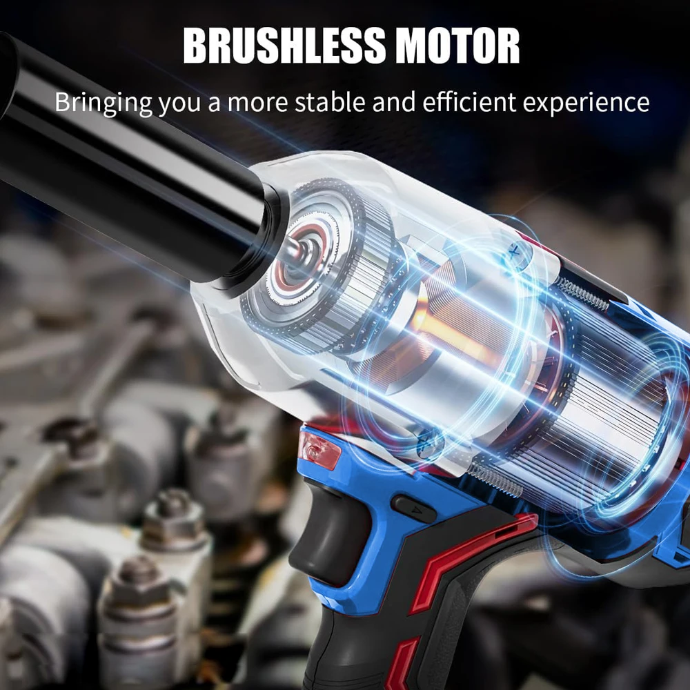 Hehui 20V Max Car Repair Tool 1000N.M Power Cordless Brushless Adjustable Torque Impact Wrench