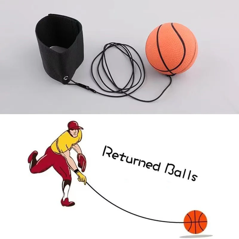 Outdoor Fitness Elastic Hand Throw Ball Wrist Strap Rubber Elastic Ball Exercise Agility Returned Balls