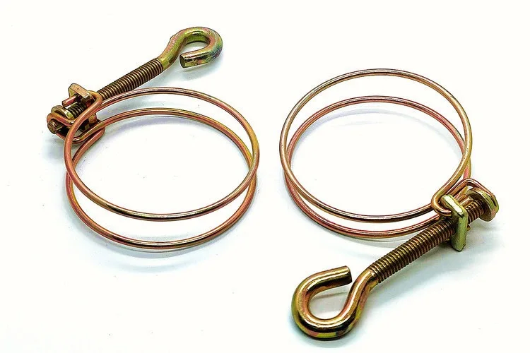Factory Supply Adjustable Galvanized Steel Double Wire Hose Clamp Fire Hose Clamp with Spring Pipe Clamp