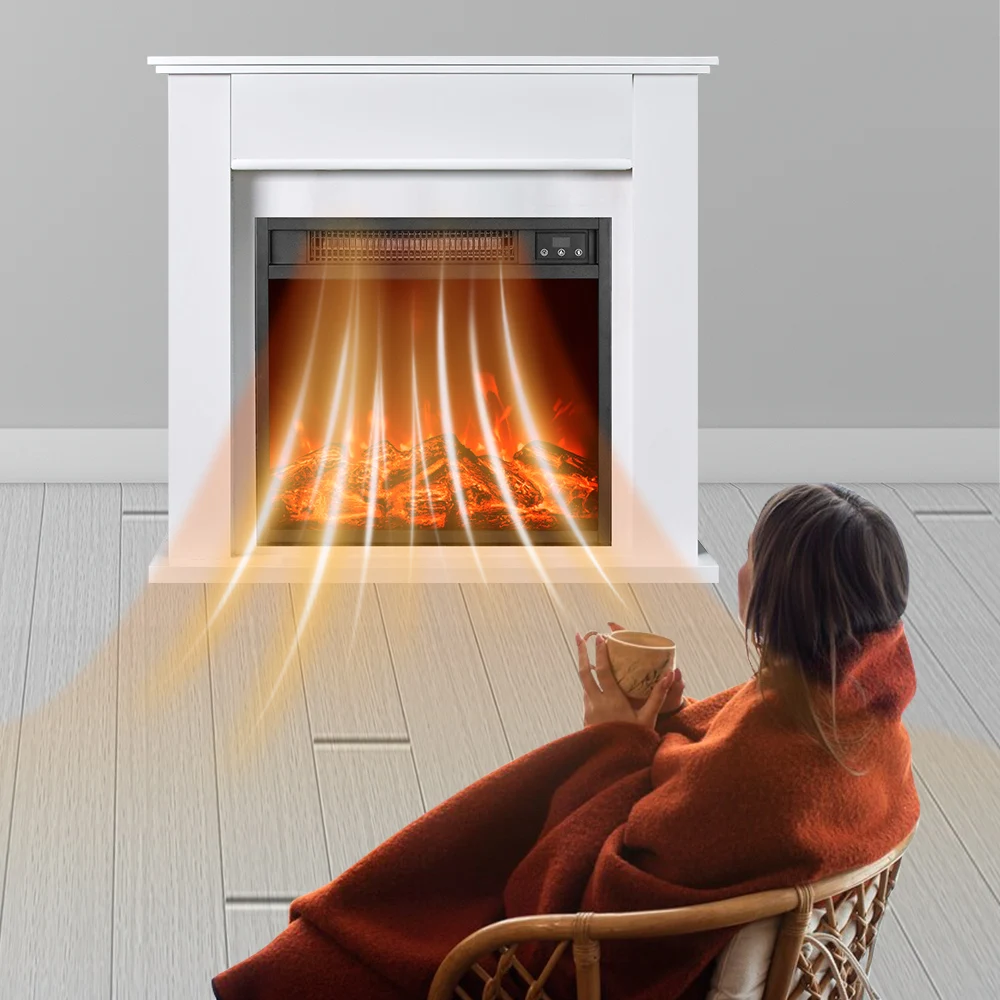 New 1500W Wall Mounted Log Flame Effect Electric Decorative Fixed Fireplace Heater