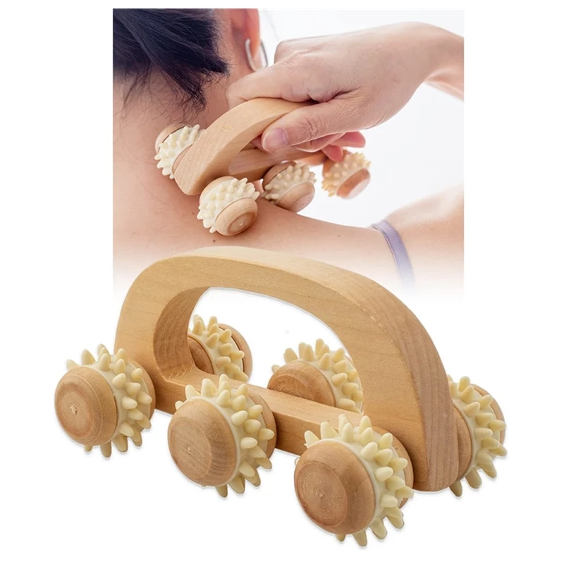 Wood Therapy Massage Tools Fascia Roller Lymphatic Drainage Handheld Massager for Legs Thighs Butt Deep Tissue