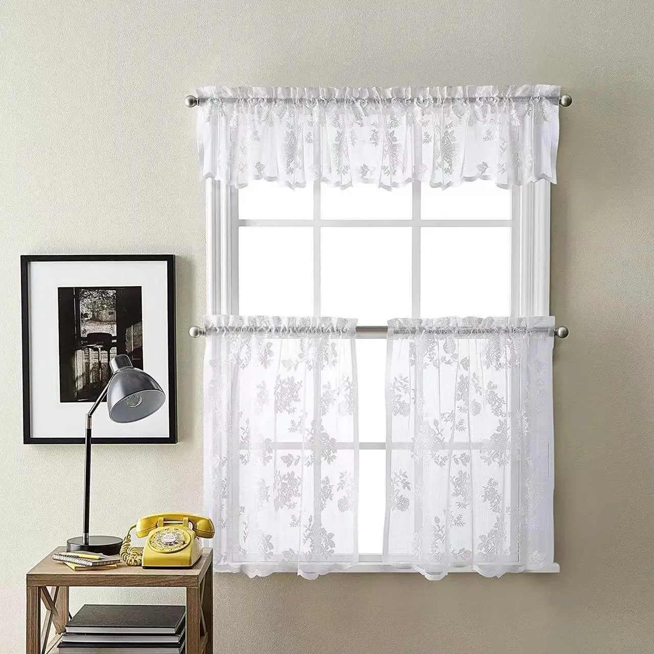 Manufacturers directly supply lace kitchen short curtain exquisite embroidered small kitchen curtain