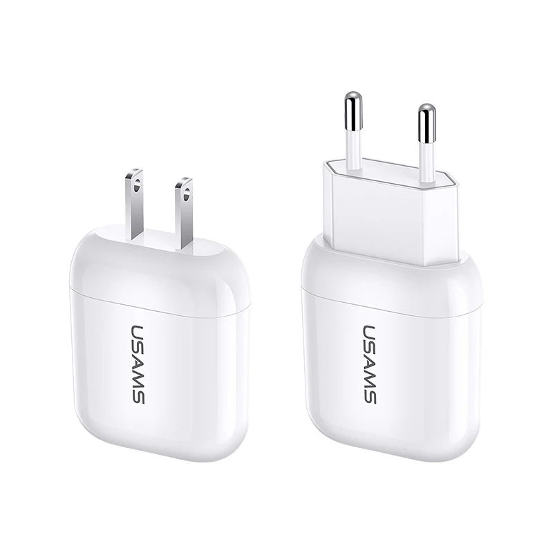 
Usams US-CC078 T19 Original Single USB 5V2.1A Travel Wall Charger for US and EU Plug Charger Adapter 
