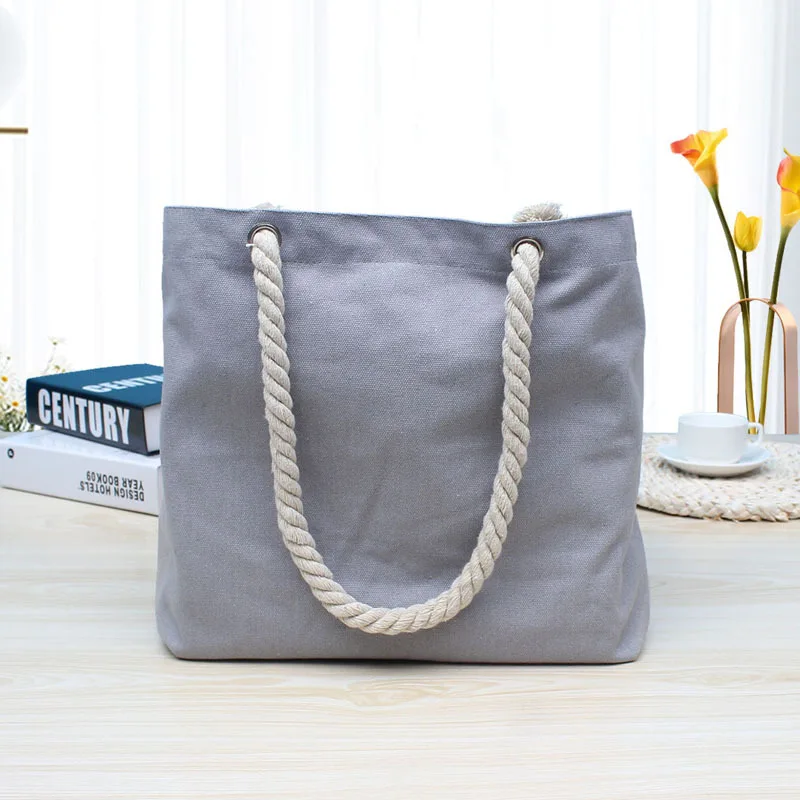 2021 reusable custom LOGO tote shopping bags cotton canvas bag custom shopping sandy beach bag