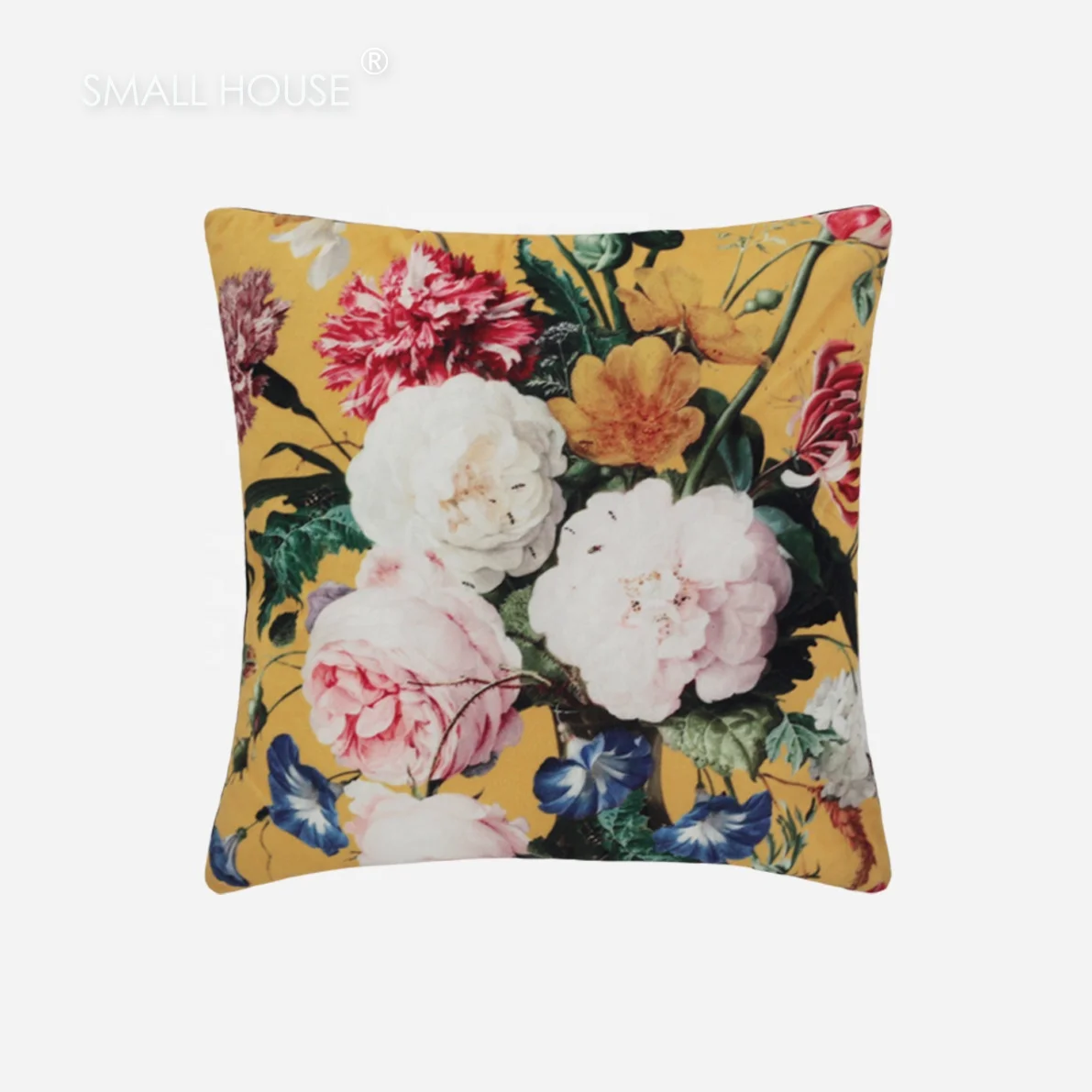 
Custom morrocan velvet fabric luxury floral pillow case cover seat cushion with logos 