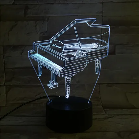 
Factory wholesales piano shape 3D Night Light 3D Illusion Lamp ABS Base 3D LED Night Light with 7 colors changing 
