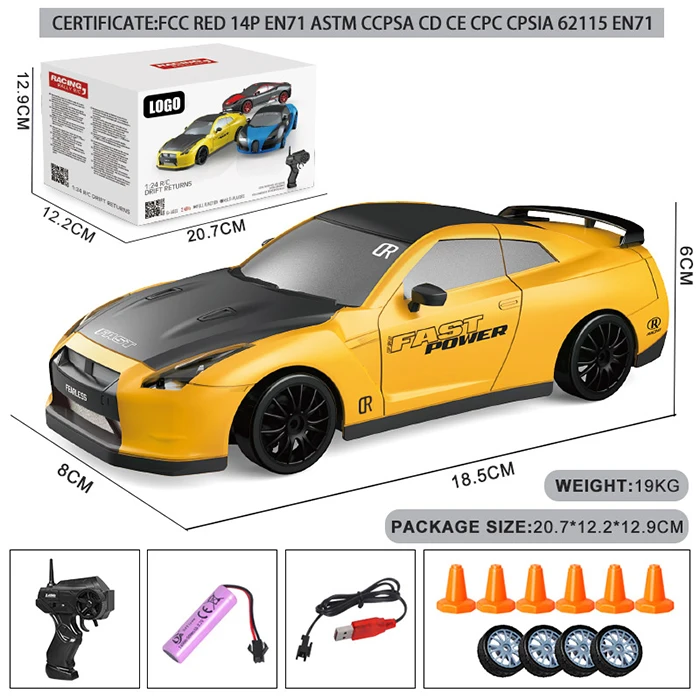 2.4g 4wd Remote Control Racing Mini Drift Car Rc Toy 1/24 Simulation Mini Toy Rc Car With Tpr Wheels And Battery