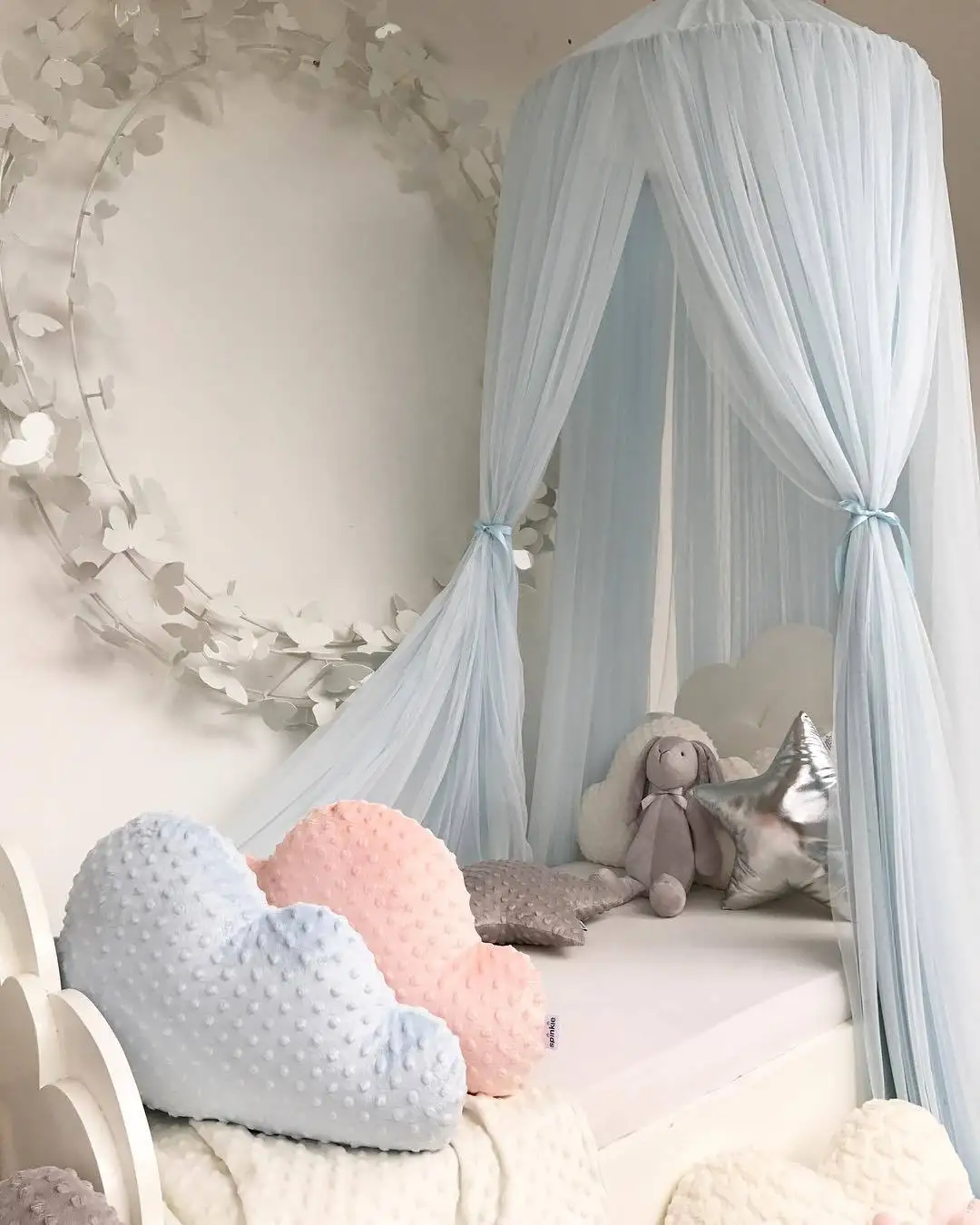 INS Yarn Play Tent Nursery Room Kids Playing Reading Children Round Lace Dome Netting Mosquito Baby Curtain Bed Canopy