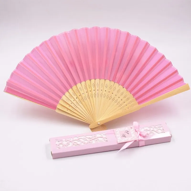 Silk Bamboo Craft Gift Hand Fan For wedding Bridal Shower Party Guests Gifts Souvenirs