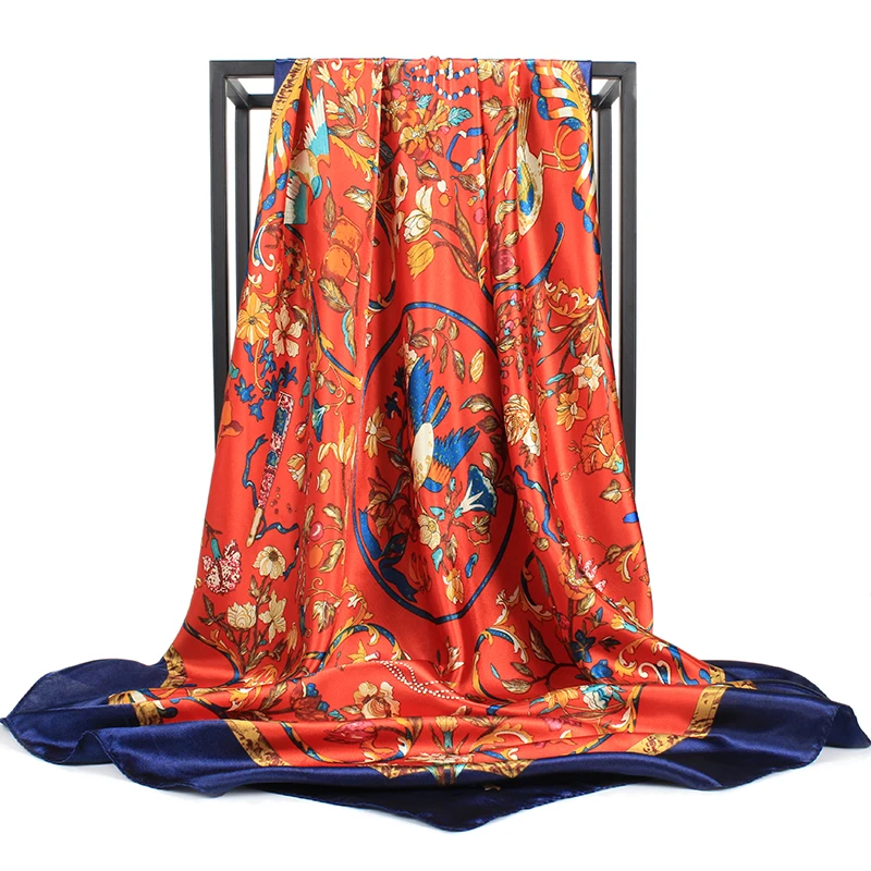 100% Handmade Screen Print Manufacturing 90 90 Square Twill Ladies Silk Scarves