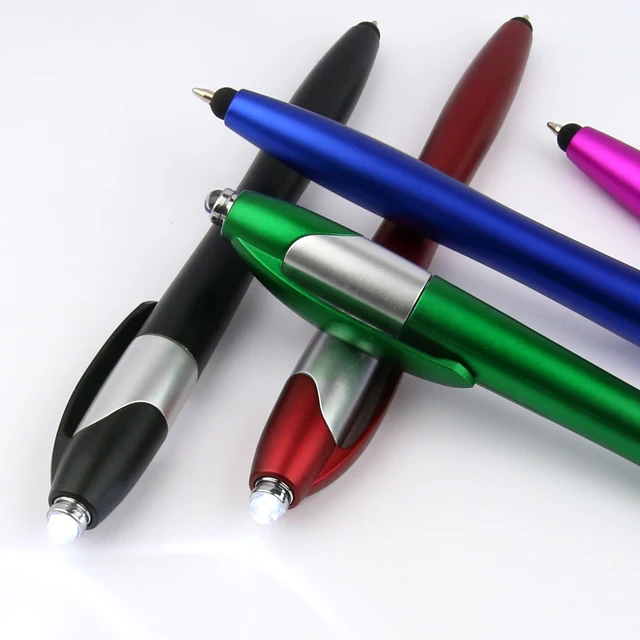 Longorgeous Multifunctional ball point pen with LED flash light blue and black light pen
