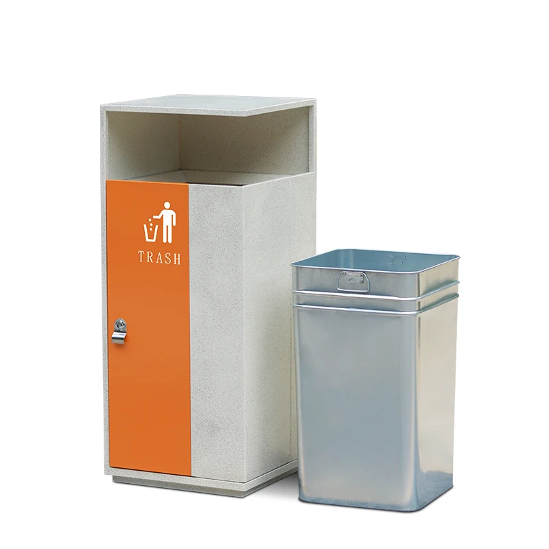Large capacity galvanized steel commercial waste bins metal trash can outdoor public litter bin with lids for park street
