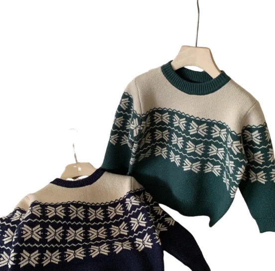 Autumn and winter new Korean version of the pullover jumper 2024  retro snowflake jacquard sesame point thick jumper