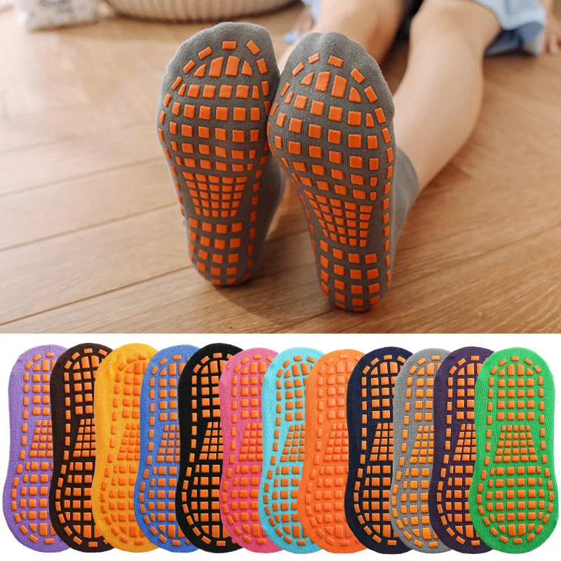 High Quality Non Slip Silicon Sole Yoga Socks Kids Trampoline Bounce Polyester Grip Sock
