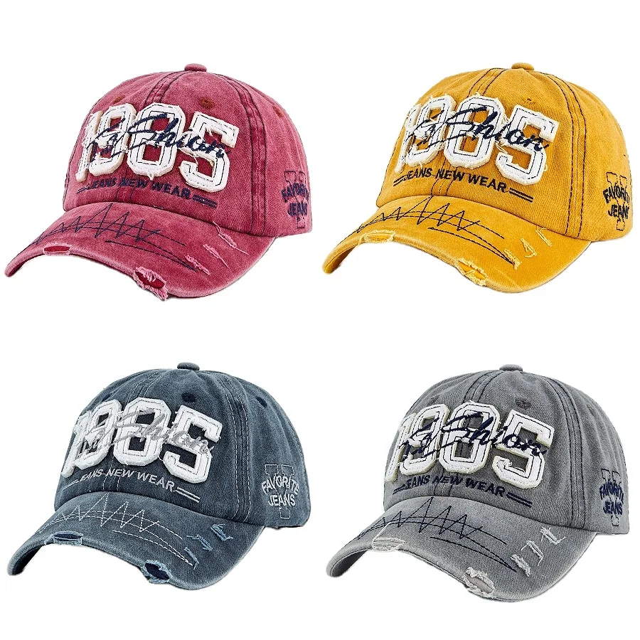 Stick cloth alphabet embroidery baseball cap men wash hole bent eave cap sun protection sun hat