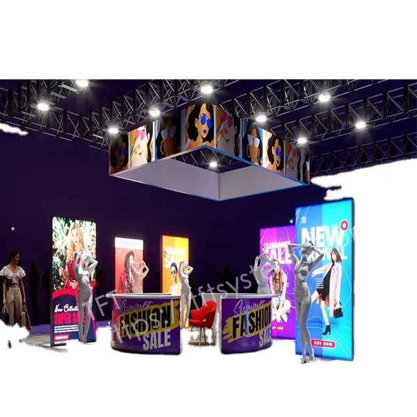 Custom Printed Aluminum Structure Stretch Fabric Double Sided Backlit Trade Show Booth 20X20