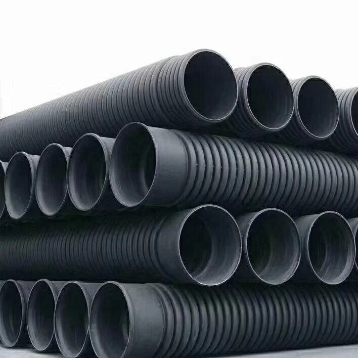 cheap plastic black 18inch 200mm 300mm 400mm  hdpe double wall corrugated PE pipe for water supply and drainage