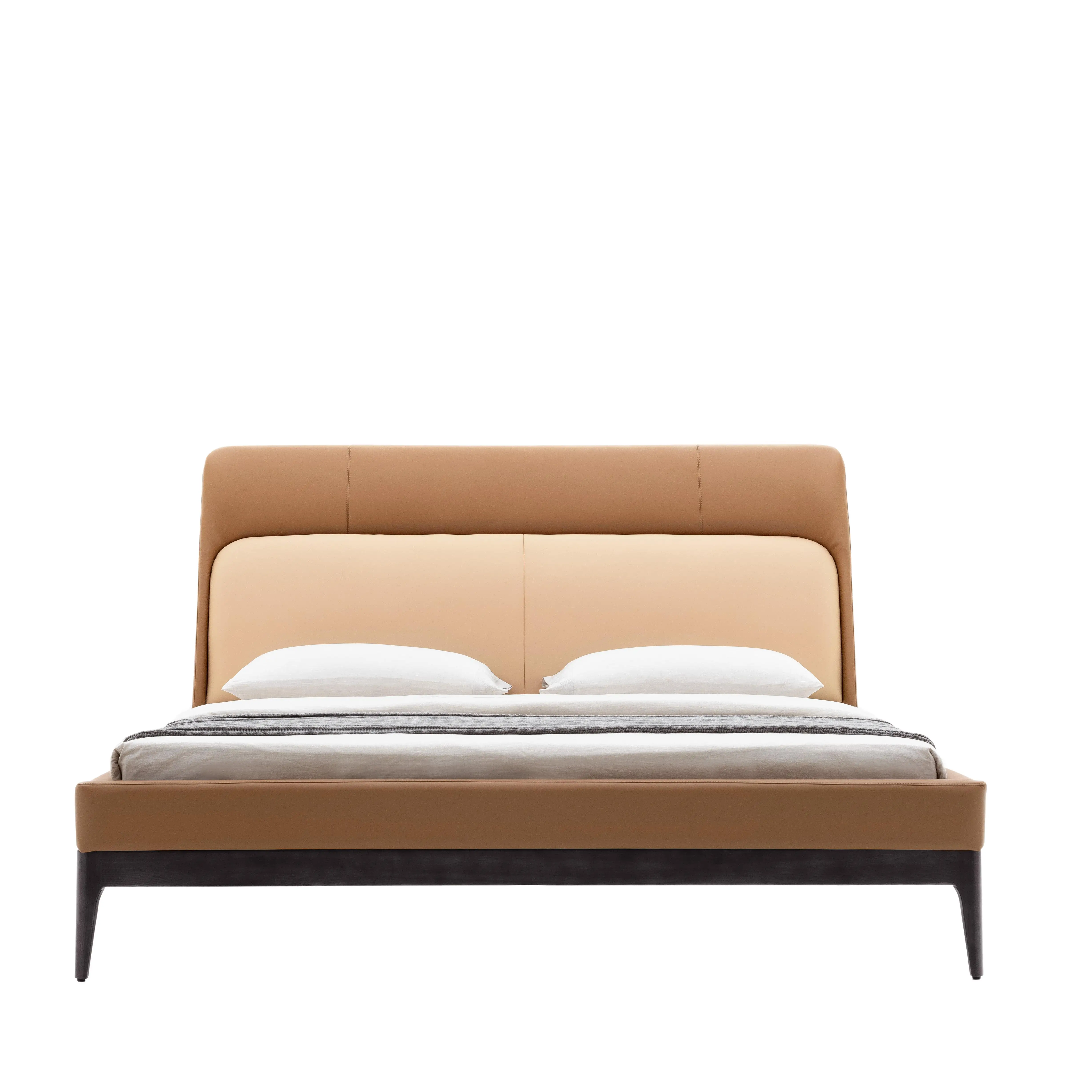 High Quality Modern Design Classic Home Bedroom Furniture Luxury Leather Wood Bed