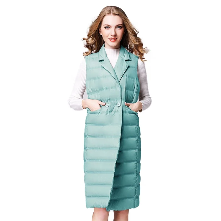 
Factory direct winter sleeveless long waistcoats padded women down vests 