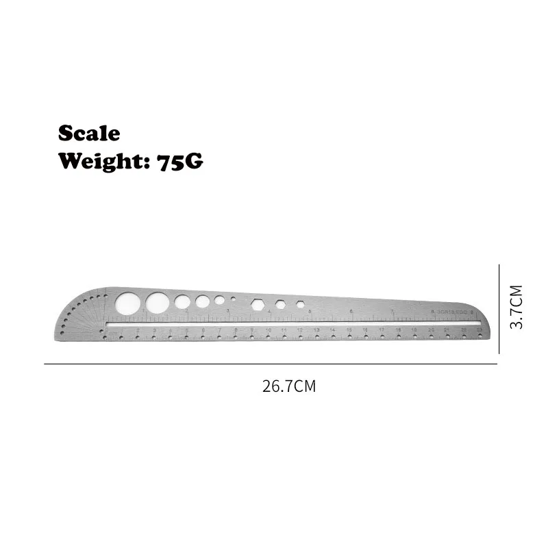 Multifunctional stainless steel ruler office compass hexagonal protractor portable outdoor tool ruler