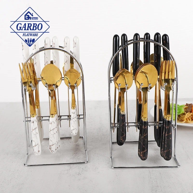 Silver Stainless steel coffee spoon with ceramic long handle stainless steel latte coffee measuring spoon set