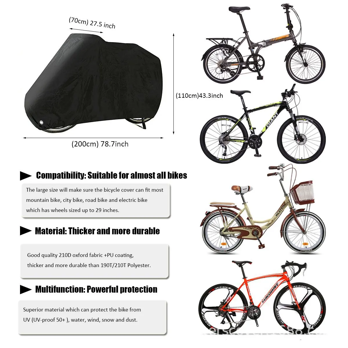 High Quality Oxford Fabric Universal Outdoor Waterproof Motor Scooter Cover Bike Body Protection Covers Bicycle Cover