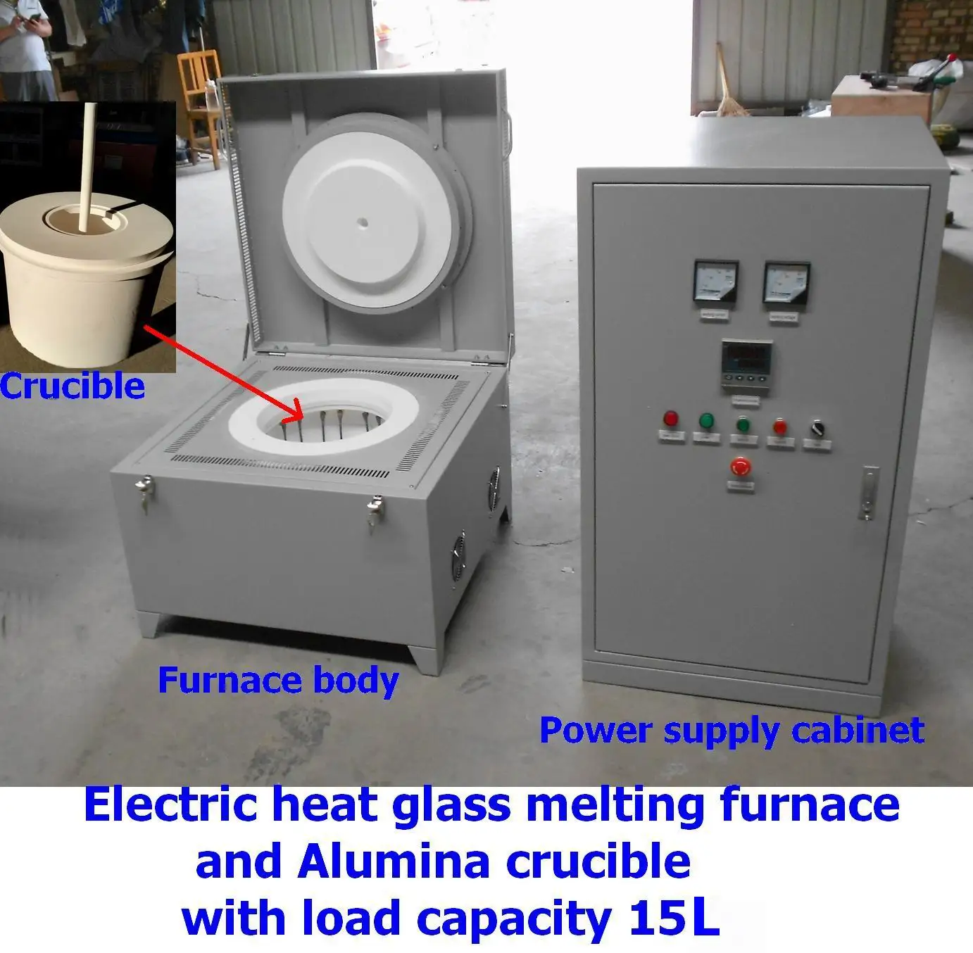 1600C Electric Crucible Melting Furnace glass melting furnace with Funnel Alumina Crucible