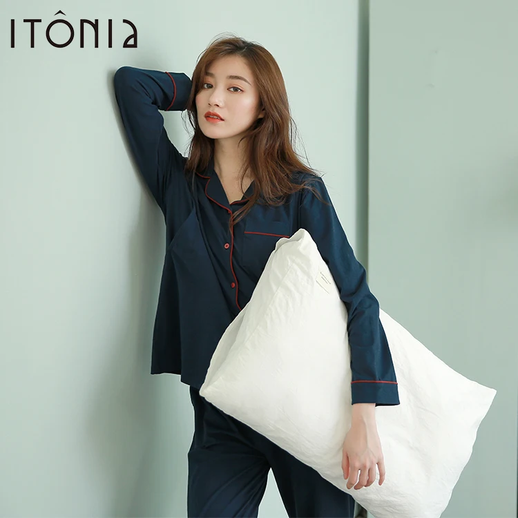 Элегантная пижама с длинным рукавом и пуговицами для грудного вскармливания, пижамный комплект для беременных и больниц