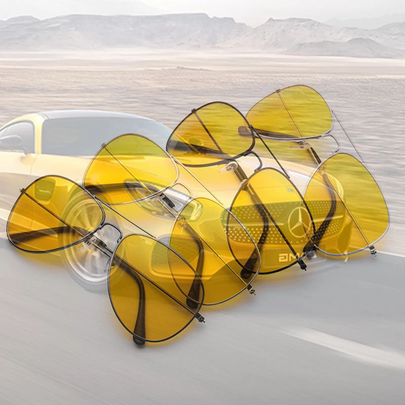 3026 Pilot Night Vision Sunglasses Men Women Glasses UV400 Sun Glasses Driver Night Driving Eyewear Wholesale