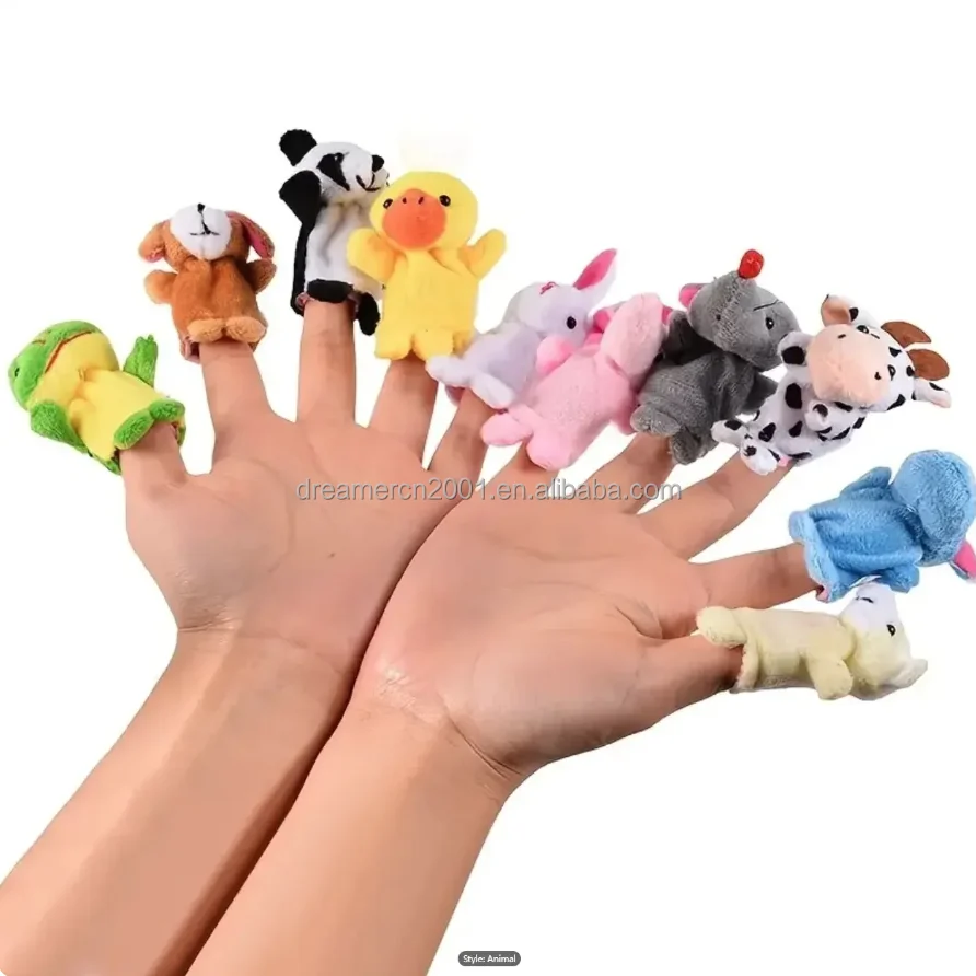 10 Pcs Cartoon Hand Doll Finger Puppet Baby Children Story Early Education Soothing Doll Plush Toy Doll Can Open Mouth