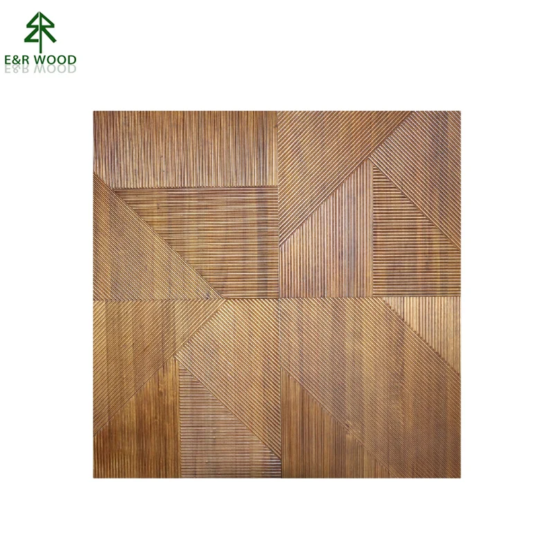 E&R WOOD  Trendy Latest Design Wood Decor 3D Wall Panels Sound Insulation Board Timber Cladding