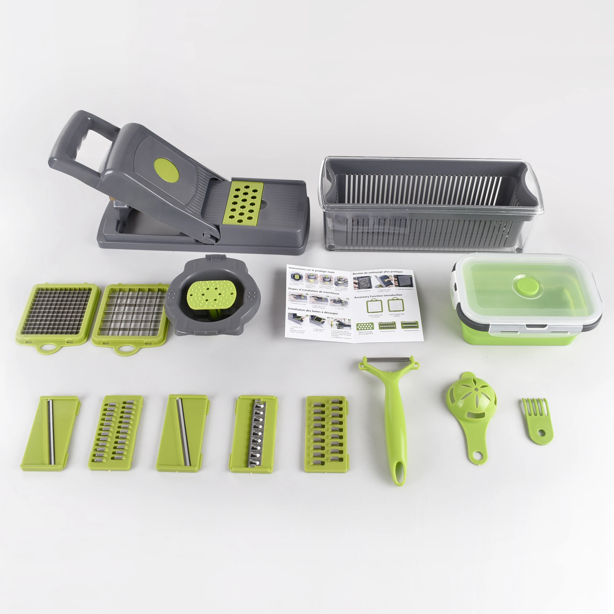 Multifunctional Cheese Grater Vegetable Cutter Slicer Dicer Onion Chopper With Container and