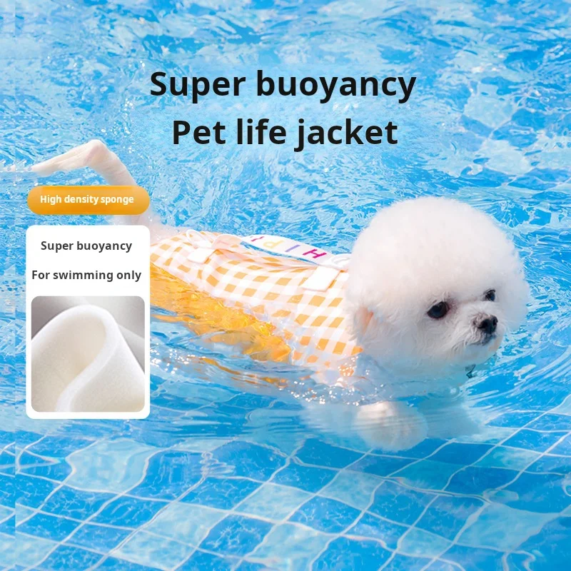 Fast Shipping Wholesale Manufacturer Waterproof Adjustable Swimming Pool Dog Life Jacket Yellow Luxury Pet Saving Jacket