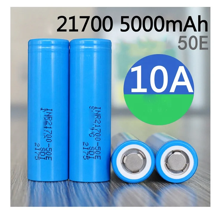 INR 21700 50E 5000 mAh Lithium Battery High Capacity Flashlight Battery 10A Continuous Discharge