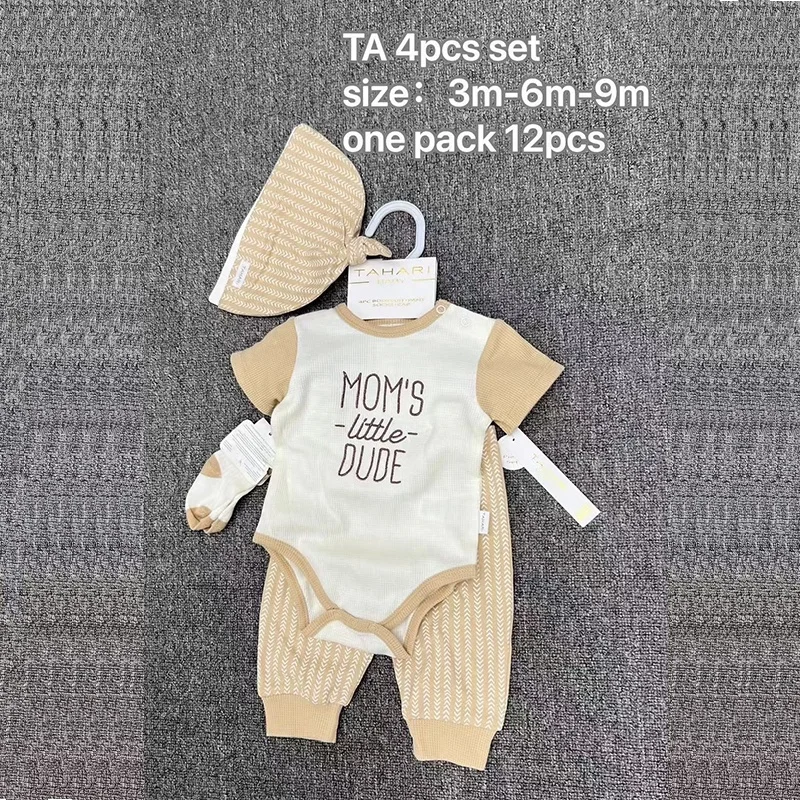 Infant baby 4 pieces 100% cotton cute warm breathable baby clothing set