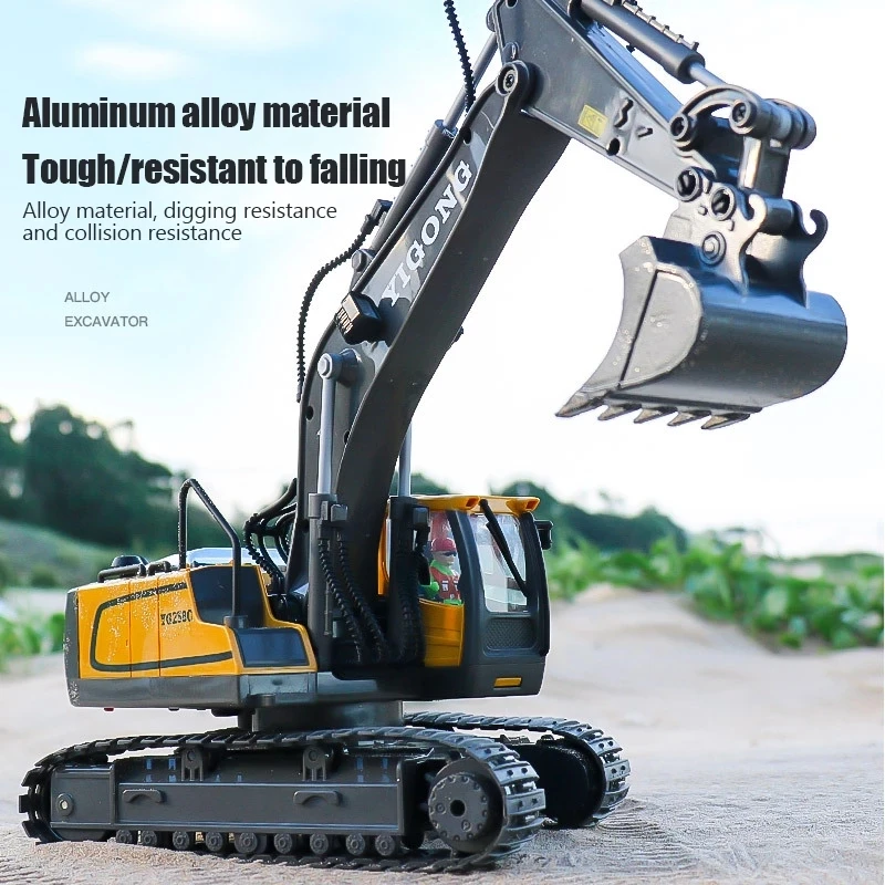 1/20 Scale Alloy Model Excavator Bulldozer Toy RC Metal Die Casting Construction Digger Truck Engineering Vehicles Car