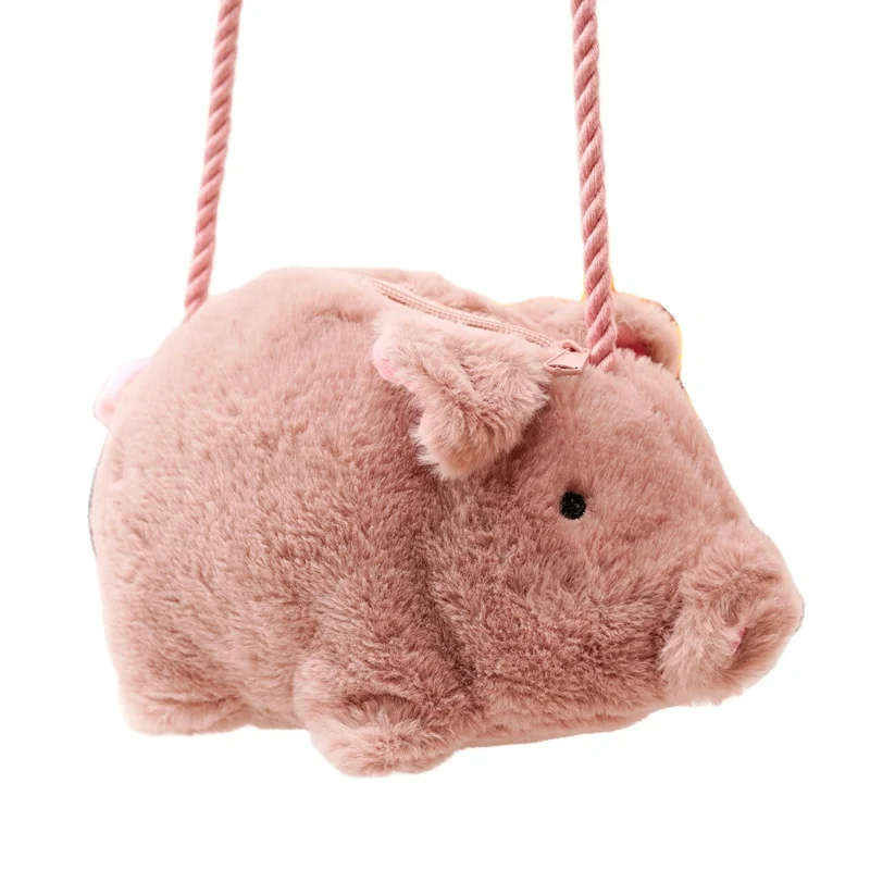 Hot selling popular stuffed plush graduation pink pig bag coin purse clutch storage pig bag for girl
